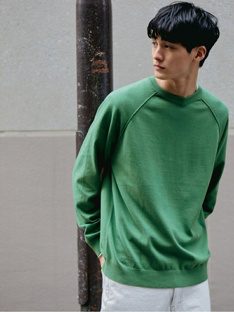 【SALE／10%OFF】スビンコード ラグラン クルーネック ニット -ウォッシャブル- UNITED ARROWS green label relaxing ユナイテッドアローズ グリーンレーベルリラクシング ニット 長袖ニット ブラック グレー ネイ【RBA_E】【送料無料】[Rakuten Fashion]