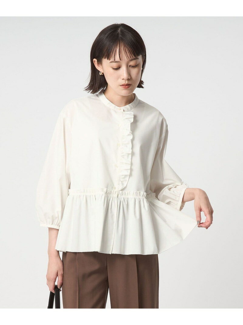 【SALE／10%OFF】フリル ペプラム ブラウス UNITED ARROWS green label relaxing ユナイテッドアローズ グリーンレーベルリラクシング トップス シャツ・ブラウス ホワイト ブラウン【RBA_E】【送料無料】[Rakuten Fashion]のサムネイル