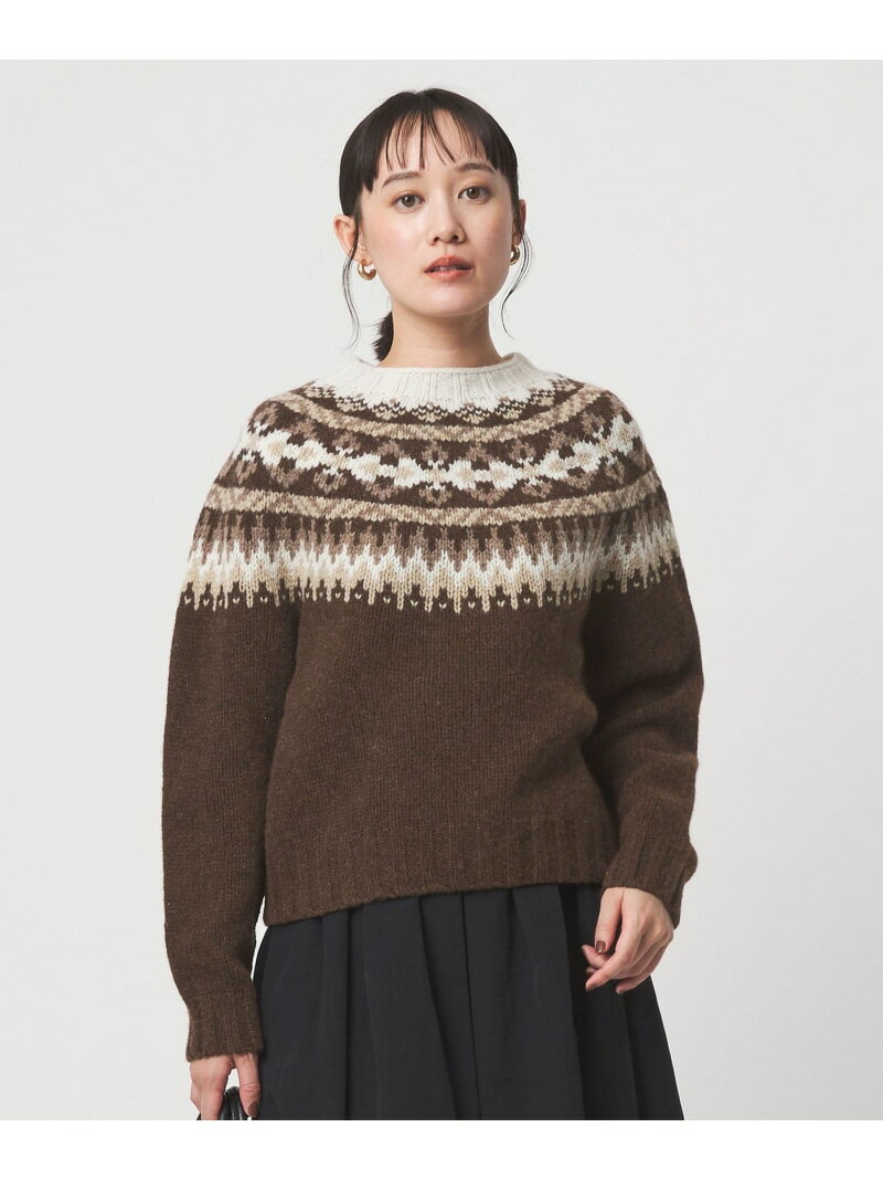 【SALE／10%OFF】【別注】＜Harley of Scotland＞ノルディック プルオーバー ニット UNITED ARROWS green label relaxing ユナイテッドアローズ グリーンレーベルリラクシング トップス ニット グレー ブラウン【RBA_E】【送料無料】[Rakuten Fashion]
