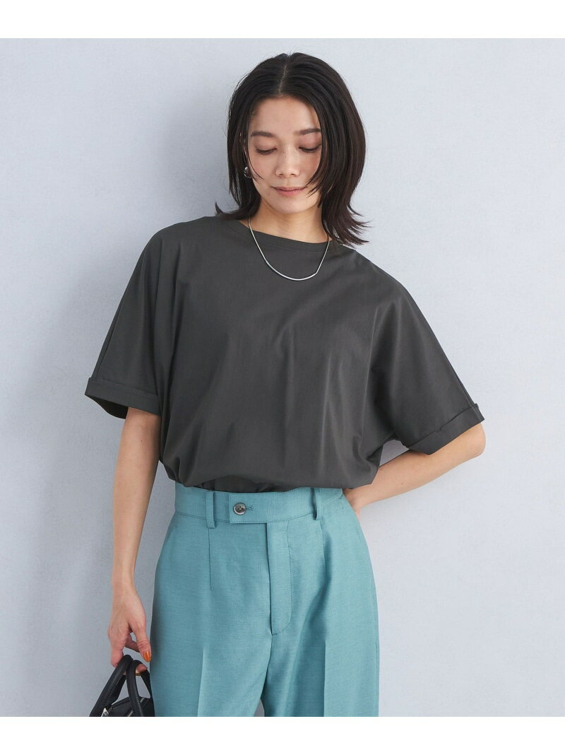 【SALE／30%OFF】トリコット ロールアップ スリーブ カットソー -接触冷感- UNITED ARROWS green label relaxing ユナイテッドアローズ グリーンレーベルリラクシング トップス カットソー・Tシャツ ホワイト グレー【RBA_E】【送料無料】[Rakuten Fashion]のサムネイル