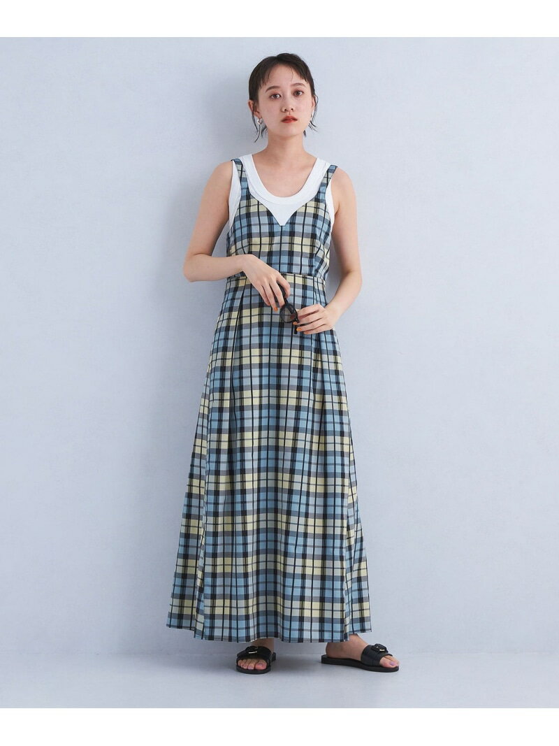 ユナイテッドアローズ 結婚式ワンピース 【SALE／30%OFF】【別注】＜ELIN＞チェック キャミソール ワンピース UNITED ARROWS green label relaxing ユナイテッドアローズ グリーンレーベルリラクシング ワンピース・ドレス ワンピース ネイビー ブラック【RBA_E】【送料無料】[Rakuten Fashion]