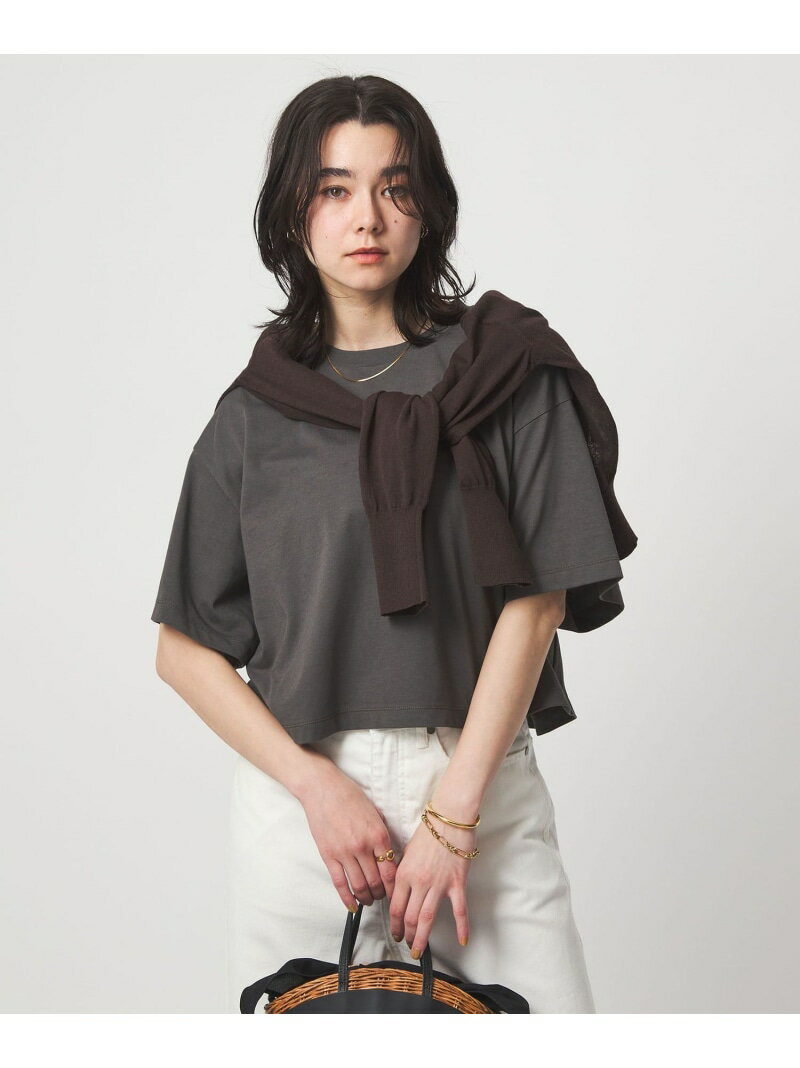 乐天商城 - ＜スタイリスト兵藤千尋さんコラボ＞クロップド ワイド Tシャツ UVカット UNITED ARROWS green label relaxing ユナイテッドアローズ グリーンレーベルリラクシング トップス カットソー・Tシャツ グレー ホワイト グリーン【送料無料】[Rakuten Fashion]