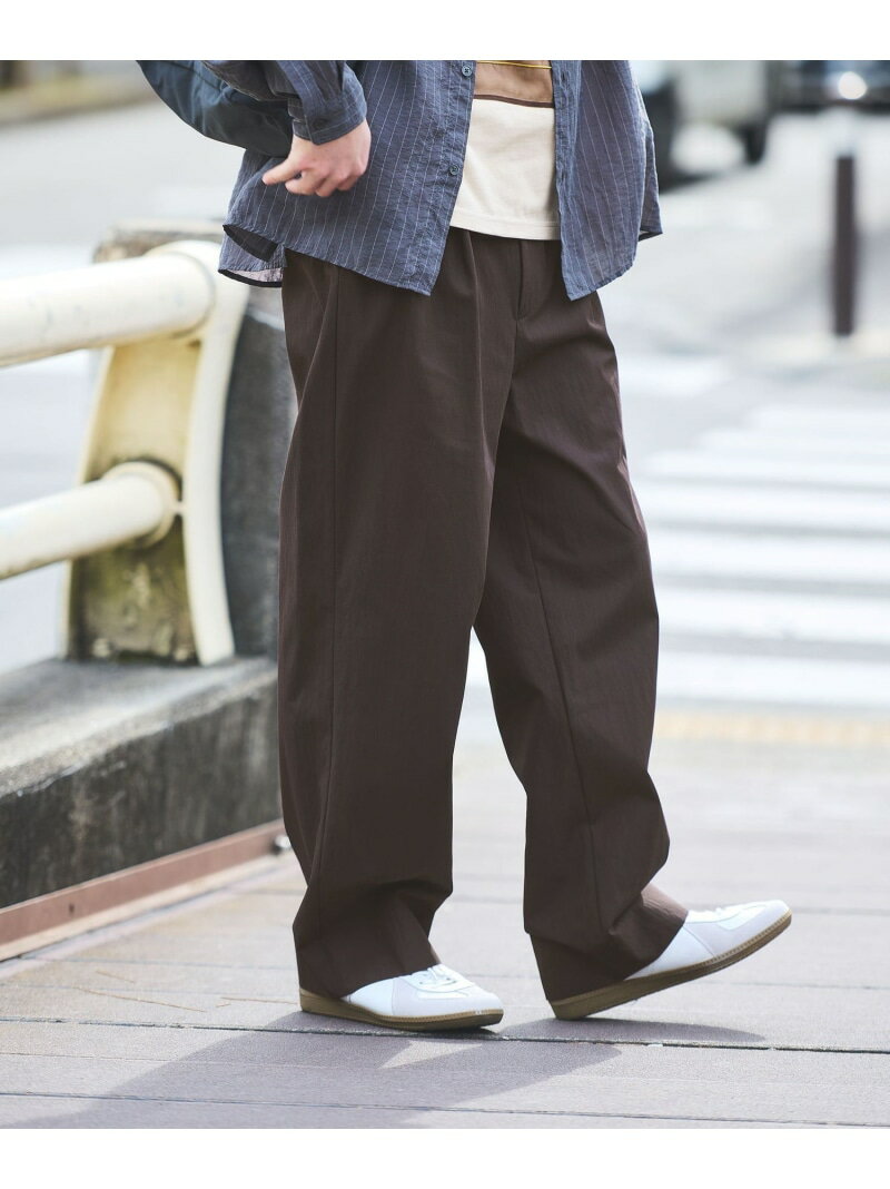 Rakuten - FINE BASIC コットンナイロン ツイル 2プリーツ W4 ワイドスラックス UNITED ARROWS green label relaxing ユナイテッドアローズ グリーンレーベルリラクシング パンツ その他のパンツ ブラック ブラウン【送料無料】[Rakuten Fashion]