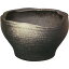 【国産品】水鉢・黒釉白窯肌変形(全高31cm×幅55.5cm)(陶器製)(信楽焼/しがらきやき/伝統工芸)(スイレン鉢/水蓮鉢/睡蓮鉢/器)(ビオトープ/ハイドロカルチャー/水生植物)(日本製・MADE IN JAPAN・メイド・イン・ジャパン)