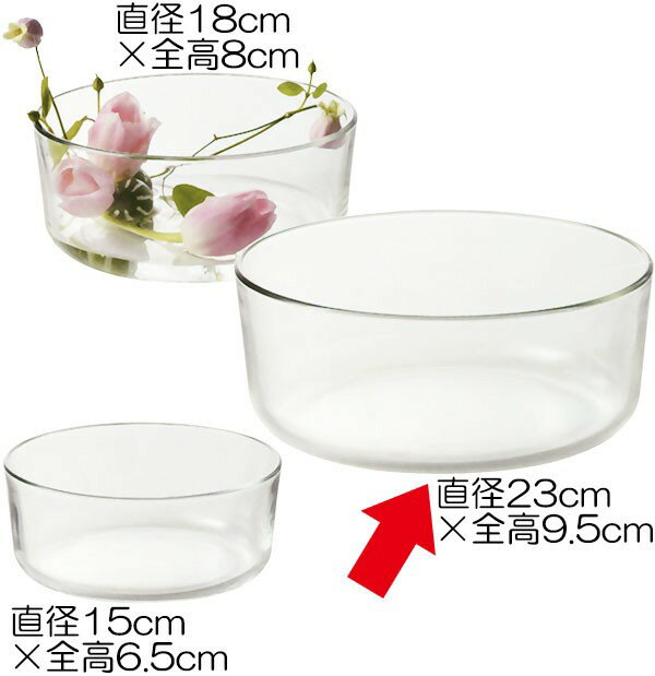 ガラス花瓶 おしゃれ 人気 フラワーベース 花器 花瓶 ガラス花器 ガラス 浅鉢 浅型 浅い お皿 皿型 プレート 丸い 丸形 丸型 円型 円形 円柱 筒型 インテリア 透明 クリア 硝子 花入れ フラワーアレンジメント ディスプレイ ギフト プレゼント シンプル 全高9.5cm×直径23cm