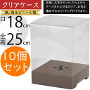 クリアケース 透明 ボックス 箱 パッケージ おしゃれ ラッピング 包装 容器 ギフト プレゼント 贈り物 フローラル 資材 花材 人気 業務用 店舗用 お花屋さん 園芸用品 フラワーアレンジメント ディスプレイ 装飾 紙 塩化ビニール製 台紙付き 口18cm×全高25cm 10個セット
