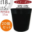 防水インナー ポット おしゃれ 人気 ブラック 黒 ポリポット 柔らかい素材 水漏れ防止 ポリエチレン 小型 ラウンド 植木鉢用 鉢カバー用 プランターカバー用 容器 園芸用品 植え替え 鉢植え 防ぐ 内側 底穴なし 軽量 軽い おすすめ 高品質 20個セット 直径18cm×全高15cm