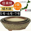 植木鉢 おしゃれ 人気 おすすめ プランター 信楽焼 国産品 日本製 陶器製 和風 モダン インテリア 焼き物 器 ポット 観葉鉢 寄せ植え 園芸 ガーデニング 観葉植物 インテリアグリーン 花 緑 浅鉢 浅型 しがらきやき お洒落 ギフト 贈り物 上質 そり型 3個セット 5号 6号 7号