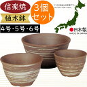植木鉢 おしゃれ 人気 おすすめ プランター 信楽焼 国産品 日本製 陶器製 和風 モダン インテリア 焼き物 器 ポット 寄せ植え 観葉鉢 陶器鉢 園芸 ガーデニング 観葉植物 インテリアグリーン 花 緑 草 苔玉 お洒落 ギフト 贈り物 高品質 刷毛目山草 3個セット 4号 5号 6号