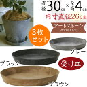 受け皿 おしゃれ 丸形 ソーサー 人気 お皿 器 受皿 ガーデニング 園芸用品 観葉植物 植木鉢用 プランター用 おすすめ インテリア お洒落 丸型 丸い 円型 円形 モダン 高級感 大理石風 高品質 ブラウン グレー ブラック 茶 灰 黒 アートストーン ラウンド 3枚セット 直径30cm