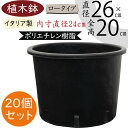 植木鉢 おしゃれ プランター 人気 黒 ブラック イタリア製 ポット 観葉鉢 園芸鉢 鉢カバー 容器 園芸用品 ガーデニング 植栽 樹木 花 緑 軽量 軽い タフ 丈夫 柔軟性あり お洒落 業務用 生産用 高品質 上質 樹脂 ポリエチレン ナーセリーポット ロータイプ 8号 20個セット