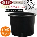 植木鉢 おしゃれ 大型 プランター 人気 黒 ブラック イタリア製 ポット 観葉鉢 園芸鉢 鉢カバー 容器 園芸用品 ガーデニング 植栽 樹木 花 緑 軽量 軽い タフ 丈夫 柔軟性あり お洒落 業務用 生産用 高品質 樹脂 ポリエチレン ナーセリーポット ロータイプ 11号 10個セット