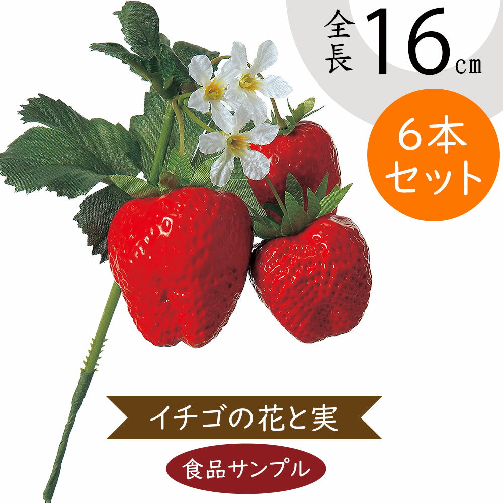 【食品サンプル】いちご イチゴ 苺 ストロベリー リアル フェイクフード 造花 全長16cm 6本セット 人気 おすすめ フラワーアレンジメント ディスプレイ テーブルコーディネート 会場装飾 食品模型 陳列 店内 メニューサンプル 小物 雑貨 可愛い インテリア 本物そっくり