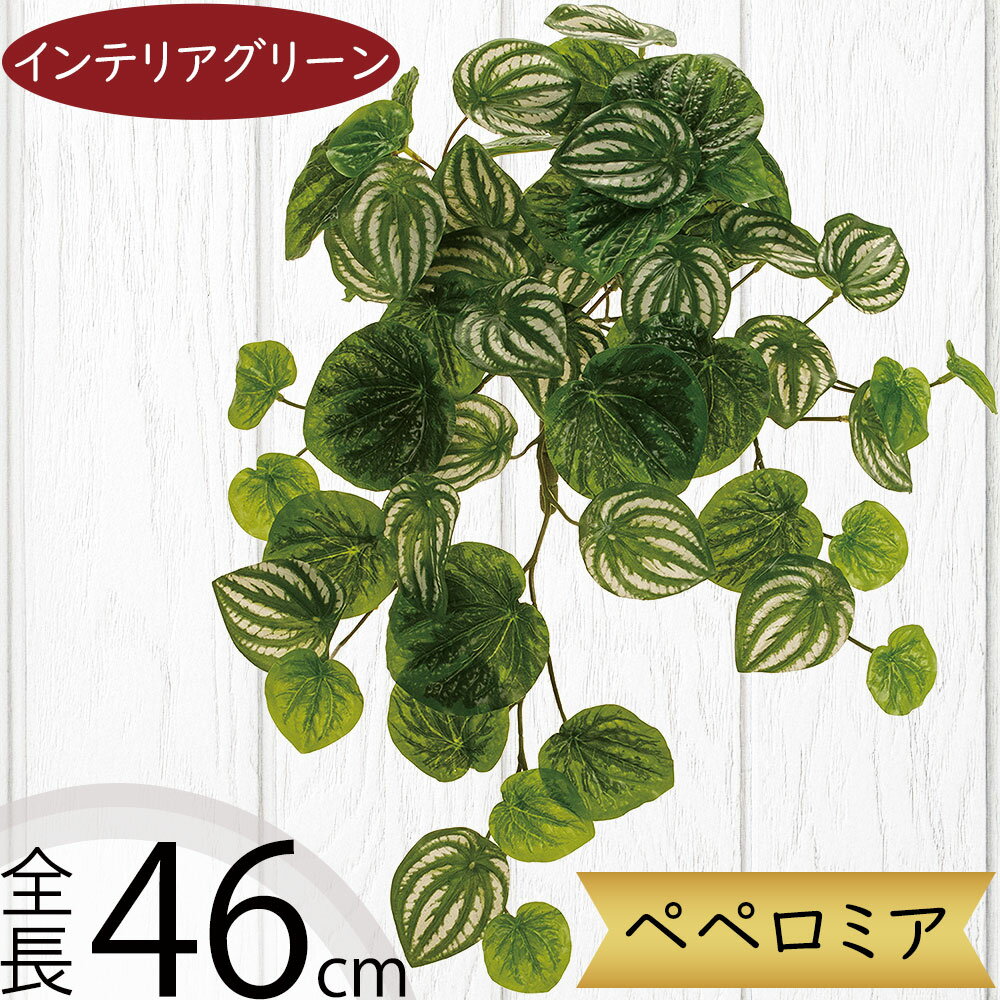 フェイクグリーン 人気 おすすめ リアル 観葉植物 インテリアグリーン 人工観葉植物 造花 アートグリーン 人工樹木 花材 葉材 緑 草 インテリア オブジェ フラワーアレンジメント ディスプレイ ペペロミア 斑入り ブッシュ トロピカル 南国ムード リゾート お洒落 全長46cm