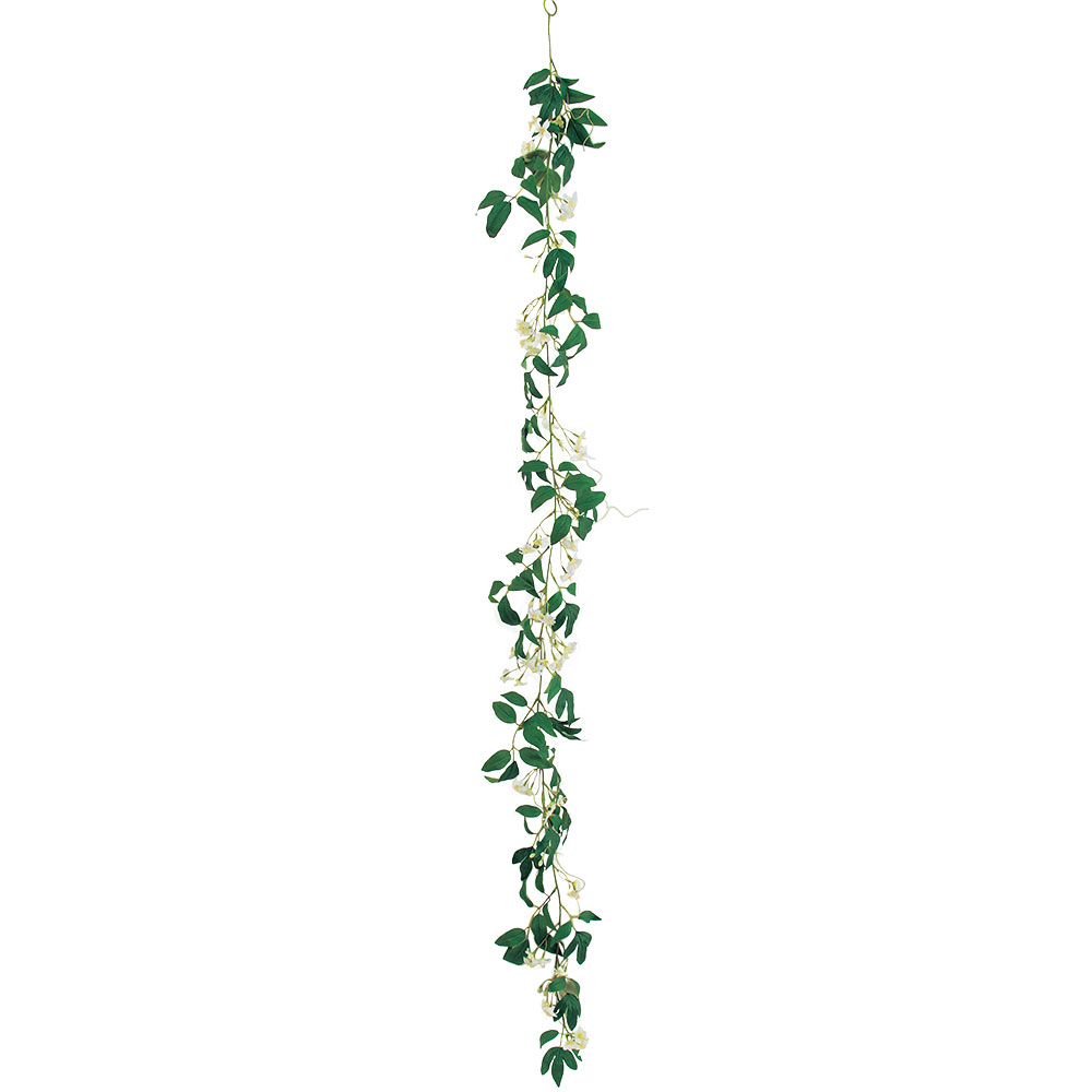 【造花】おしゃれ インテリア ジャスミン ガーランド 全長156cm マダガスカルジャスミン ツタ つた 蔦 人工観葉植物 アーティフィシャルフラワー フラワーアレンジメント ディスプレイ 装飾 ブライダル花材 ウエディング花材 会場装花