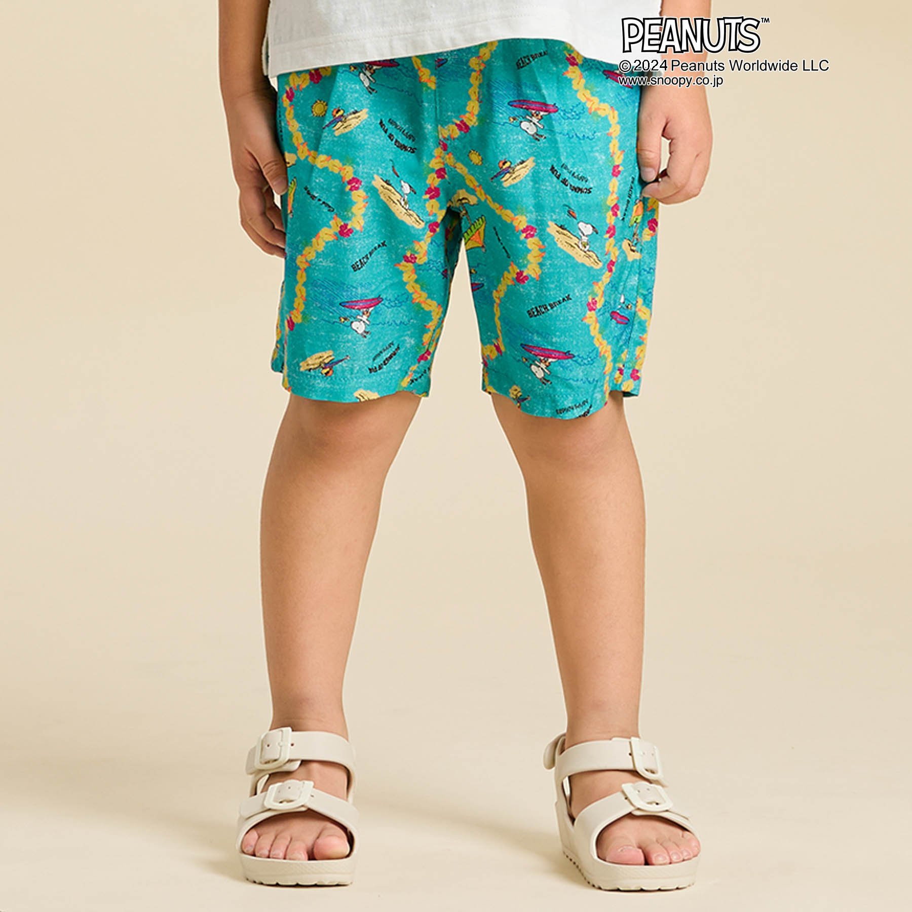 50%OFF 24春夏 F.O.Kids エフオーキッズ R323024 PEANUTS ALOHA SHORTS ピーナッツ アロハ ショーツ ハーフパンツ ハワイアン セットアップ可能