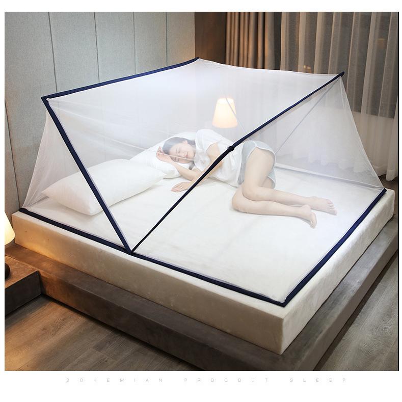 持ち運び便利折りたたみ蚊帳ダブル-ワンタッチ折り畳み蚊帳かやスタンドタイプテント型蚊帳テント一人..