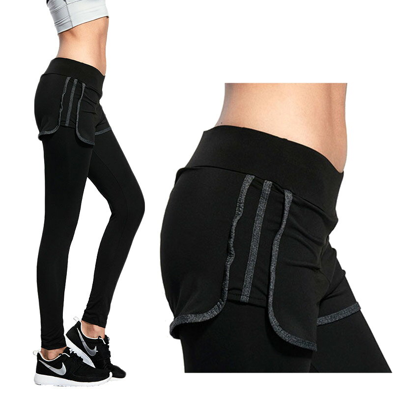 スポーツウェアフィットネスウェアレディースパンツレギンスショートパンツ付きスポーツ大きいサイズおしゃれヨガウエアヨガパンツウォーキングヨガランニングマラソンレギパンパギンスダンステニスストレッチ黒3l2l