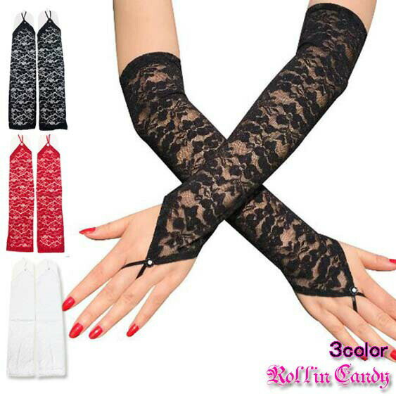 レースワンフィンガーアームグローブ/アームカバー/アームウォーマー/手袋フォーマルウェディングブラ..