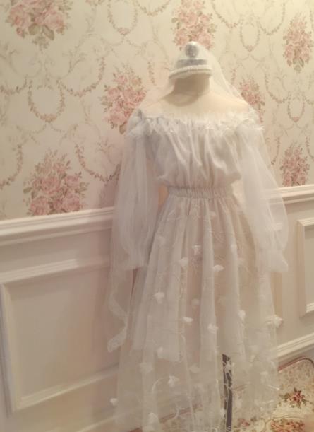 仙气花嫁ゴスロリワンピースロリィタ7分袖OPLolitaロリータコスプレウェディングドレスマキシチュール..