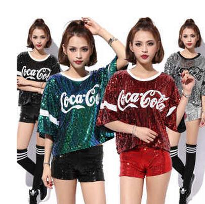 スパンコール衣装スパンコールストップスヒップホップダンス衣装HIPHOPダンスウェアダンストップス女性..