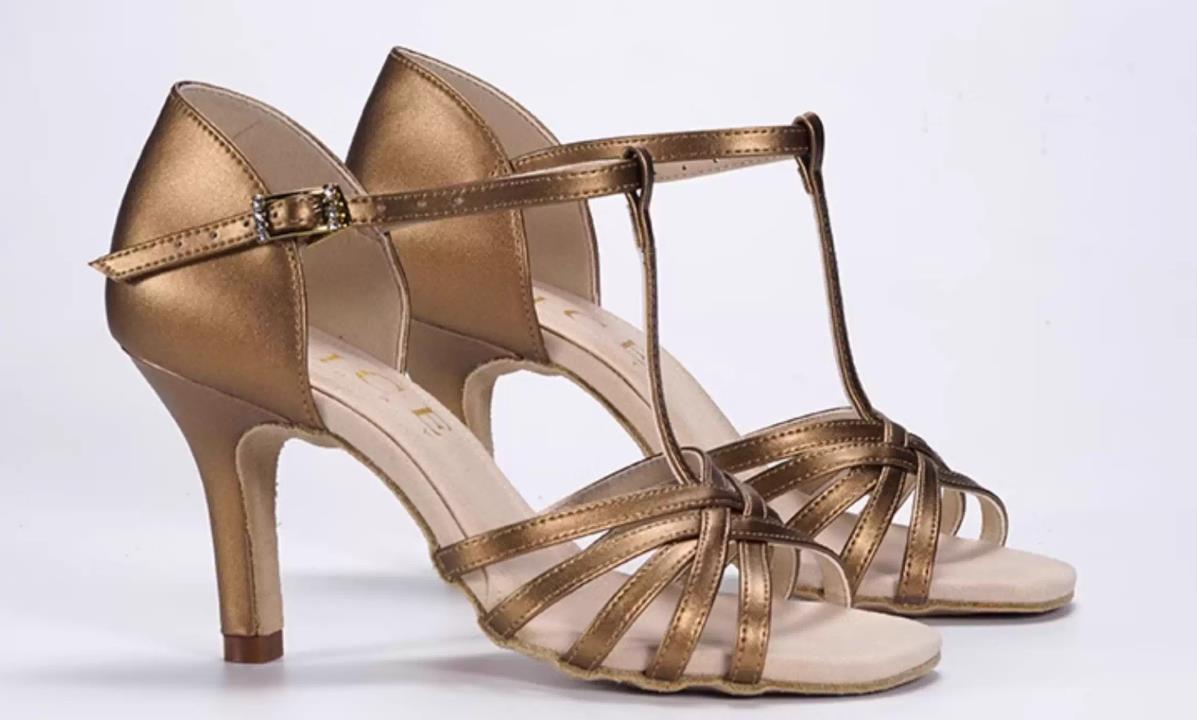 高品質ダンスシューズキッズラテンダンスシューズヒール社交ダンスレディース女性用ラテンシューズ柔らかい底ソフトソール靴女性ラテンシューズ中低ヒール初心者向けdance練習用チャチャワルツスクエアダンス用シューズ青銅色