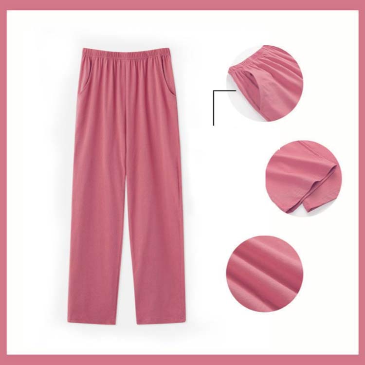 ハーフパンツ涼しいルームウェアコットン綿レディース部屋着ルームパンツ2枚組秋ハーフパンツひざ下ロングパンツおしゃれイージーパンツワイドパンツパジャマ春夏7分丈ステテコ無地吸水性ポケット付ゆったり可愛い大きいサイズボトムス 3