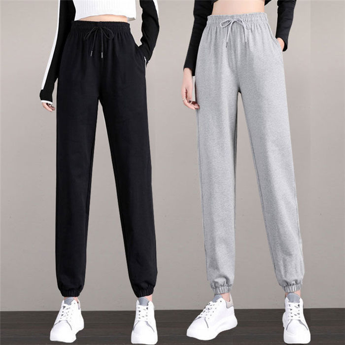 パンツレディースロング丈ロングパンツ春夏運動スウェットスポーツランニングトレーニングスポーツウェア薄手カジュアルゆったりジョガーパンツファッションおしゃれ無地リブパンツスウェットパンツストレッチ夏サマー無地パンツボトムス