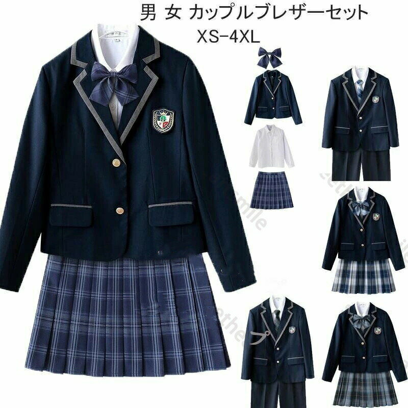 jk制服5点セットブレザー制服リボンチェック柄プリーツスカート女子スカートセット男子ズボンセット入学高校中学学生服なんちゃって制服女子高生スカートレディース制服セット男子制服セットカップルブレザーセットXS-4XL