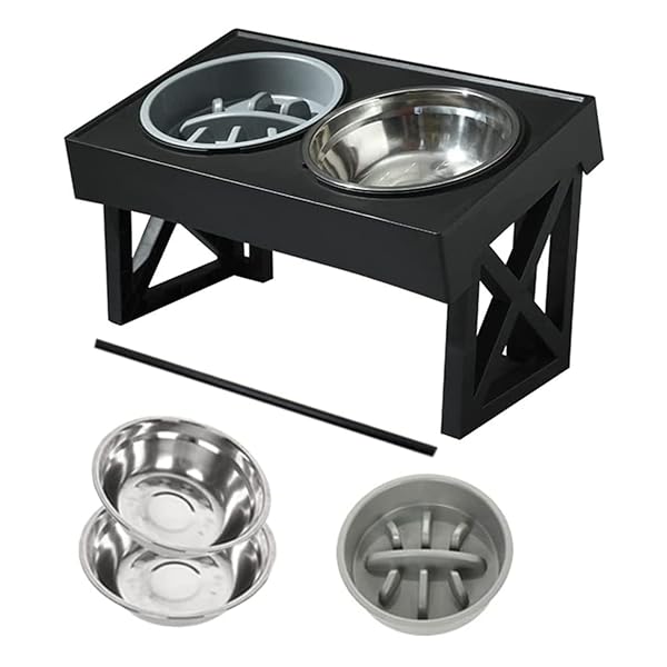 送料無料犬食器スタンドフードボウル犬ご飯台早食い防止食器犬餌台犬食器台3段階高さ調節可能15度傾斜..