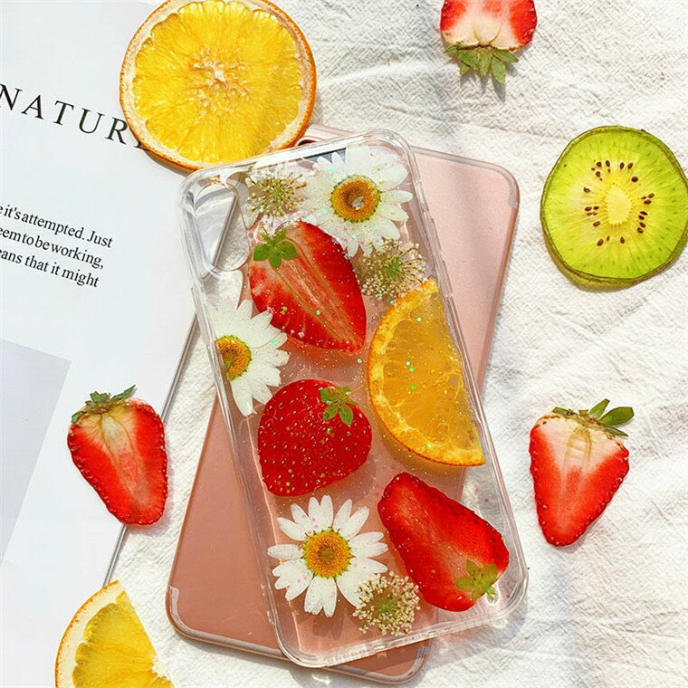 Galaxy S25 Ultra ケース かわいい S24 Ultra S22 S21 S22 Ultra カバー Galaxy S21 Plus ケース ギャラクシー S24ケース S25ケース TPU 背面カバー 耐衝撃 スマホケース オシャレ かわいい 押し花 押しフルーツ 果物 ドライフルーツ いちご みかん 苺