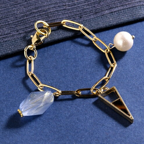 【キーホルダー類】カニカン付きバッグチェーン B GreenOceanオリジナル 《きれいめゴールド》【鎖 くさり 鞄 キー 鍵 ビーズアンドパーツ アクセサリ...