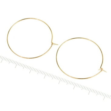 【ピアス・イヤリング】1ペア ニッケルフリー フープピアス30mm《きれいめゴールド》【アレルギー対策 輪 アクセサリーパーツ リング ビーズアンドパーツ アクセサリーパーツ】