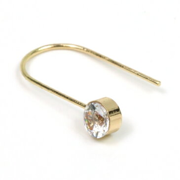 【ピアス・イヤリング】1ペア ジルコニア付きU字ピアス《きれいめゴールド×クリア》ストーン ビジュー 基本金具 シンプル アクセサリー金具 オトナ pair