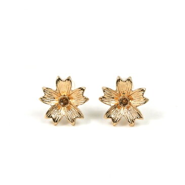 【ピアス・イヤリング】1ペア サクラ 《きれいめゴールド》[オトナ 花 桜 さくら 春 アクセサリー 金具 pair]