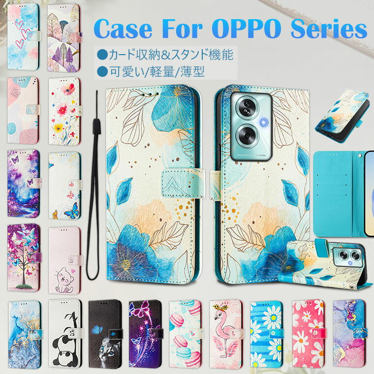 Mobile Phone Cases - OPPO A3 5G ケース 手帳型 OPPO A79 5G ケース カバー OPPO A3 5G ケース かわいい OPPO Reno9 A ケース 手帳 OPPO Reno7 A ケース ストラップ付き 斜めかけ OPPO A54 5G ケース おしゃれ 韓国 耐衝撃 保護カバー 薄型 軽量 耐久 かわいい カード収納 スタンド機能