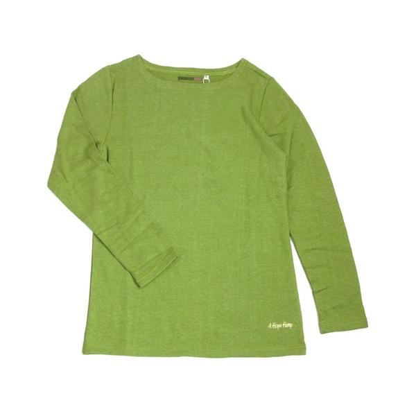 A HOPE HEMP アホープヘンプ BOAT NECK LIGHT SWEAT / HERB GREEN ヘンプコットン レディース ボートネ..