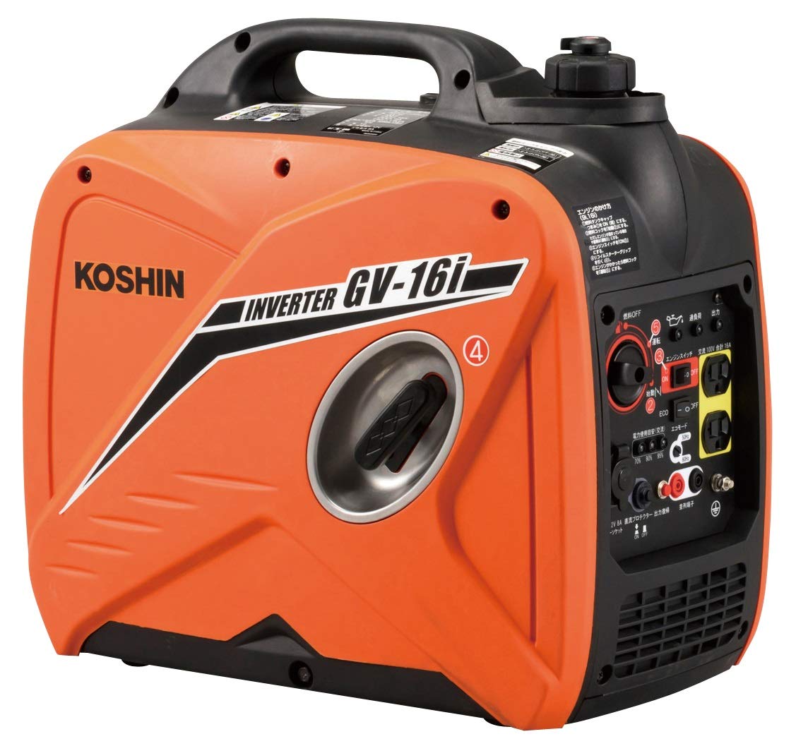 【本日ポイント2倍】工進(KOSHIN) インバーター 正弦波 発電機 (定格出力1.6kVA) GV-16i 静音型 防災用 災害用 静音 防音型 備蓄 災蓄 非常用 電源 台風 地震 オレンジ 父の日 早割