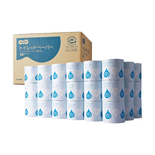 【スーパーSALE対象】TANOSEE トイレットペーパー 個包装 シングル 芯なし 170m 1セット(480ロール:48ロール×10ケース)