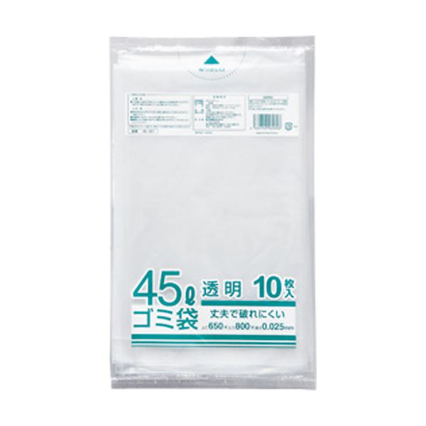 【スーパーSALE対象】(まとめ) クラフトマン 業務用透明 メタロセン配合厚手ゴミ袋 45L HK-087 1パック(10枚) 【×50セット】