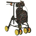 【本日ポイント10倍】シルバーカー/手押し車 【ミドルタイプ】 U字型ハンドル 幸和製作所 『ラウンディ』 フラワーブラック 〔介護用品 福祉用品〕