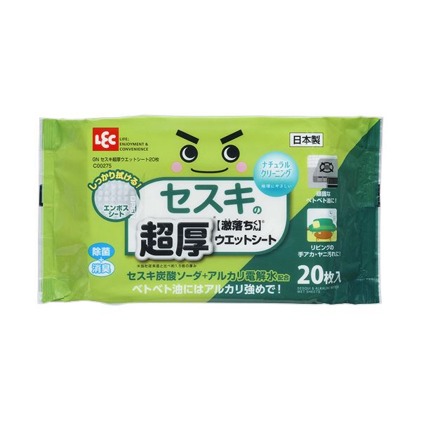 【スーパーSALE対象】（まとめ） レック 激落ちくんセスキの超厚ウエットシート C00275 1パック（20枚） 【×5セット】