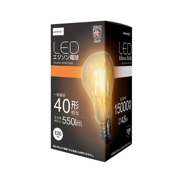 楽天GreenProショップ【楽天スーパーSALE】【まとめ】HIDISC LED電球（エジソン電球40形相当） HDLEDY40W2700K【×3セット】 父の日 早割