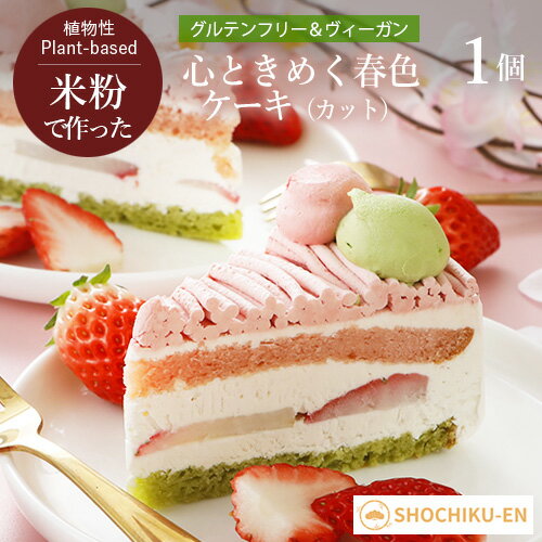 【GreenCulture限定・春季限定】心ときめく春色ケーキ（カット）松竹圓 ヴィーガン グルテンフリー ひなまつり