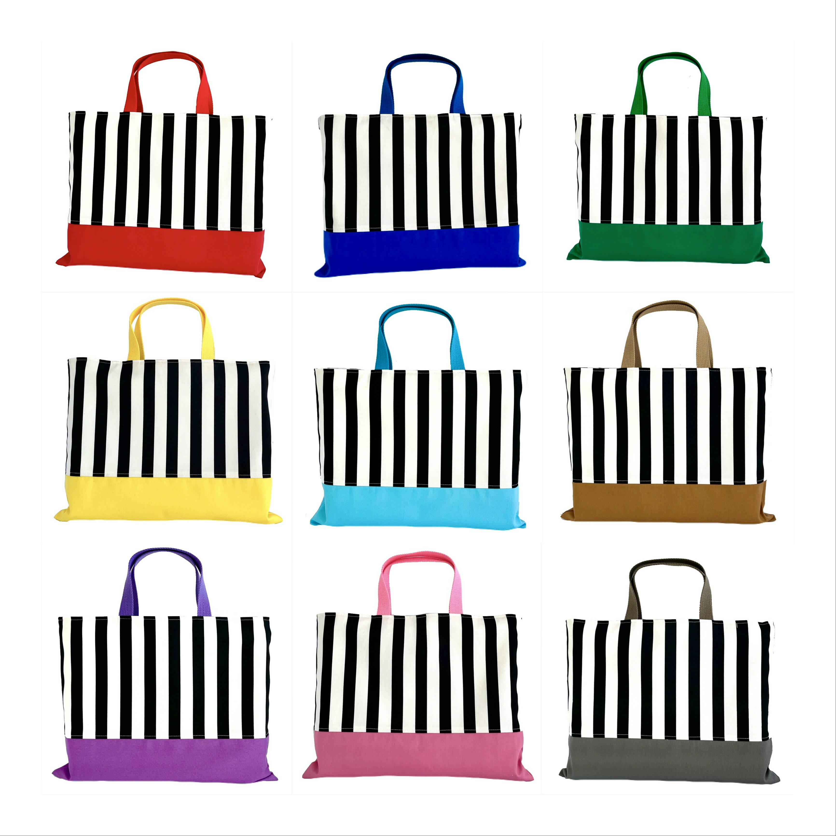 【日本製】レッスンバッグ カラフルストライプ スッキリぺたんこタイプ 手提げバッグ 通園 通学 幼稚園..