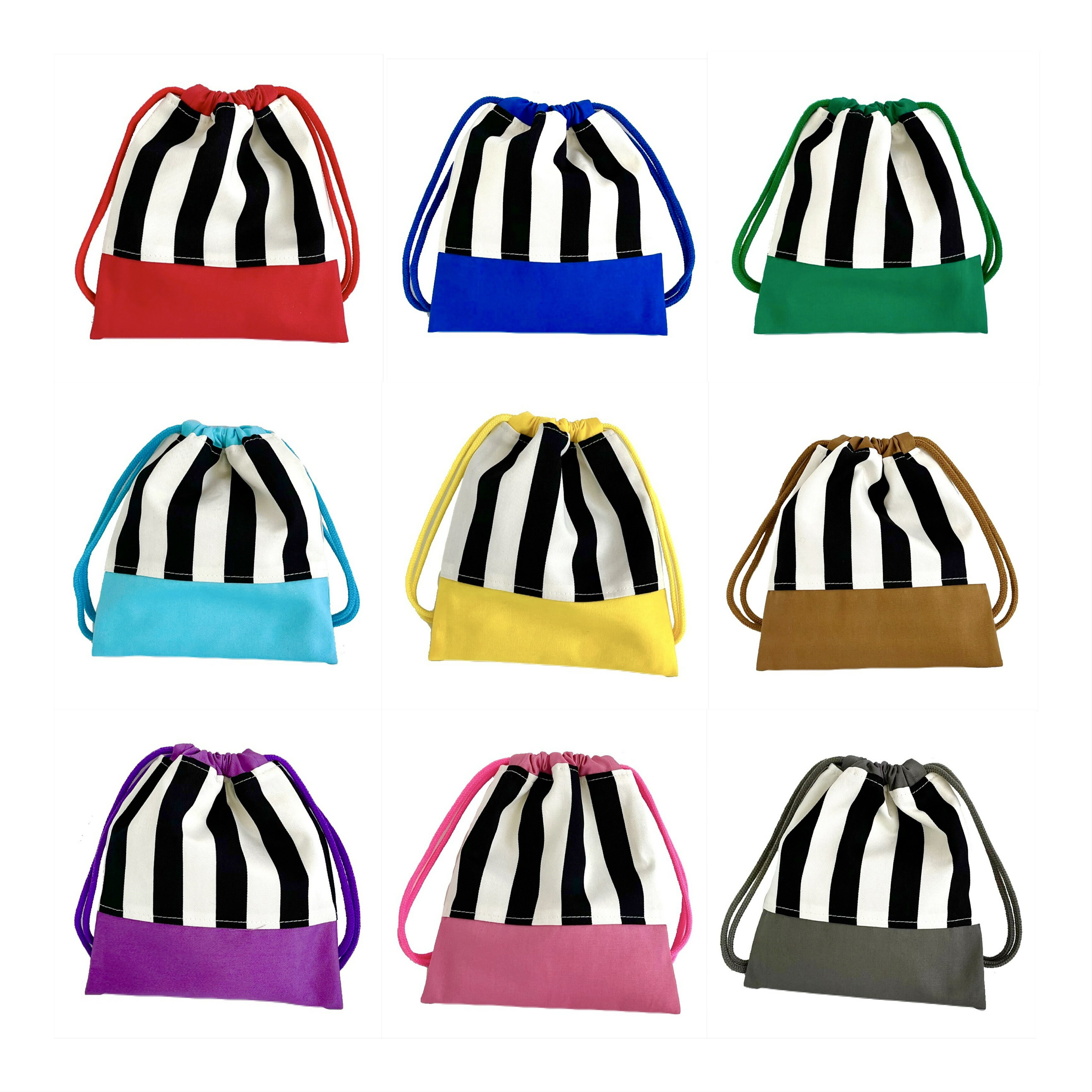 【日本製】給食袋 コップ袋 COLORFULストライプ 通園 通学 幼稚園 小学校 保育園 子供 男の子 女の子 シンプル おしゃれ 丈夫 かわいい 洗える ナフキン袋 巾着袋 コップ入れ 入園 入学 新学期 準備 学校 給食グッズ 毎日使える 長く使える