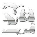 車 猫 ステッカー エンブレム 金属調 金属風 シルバー ねこ かわいい おしゃれ プレート 3D 防水 光沢 猫型 ラベル デカール シール バイク 装飾 パ...