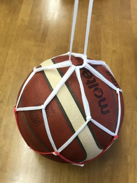 ボールネット サッカー バスケットボール 持ち手付 48cm サッカーボール バレーボール用 ボールメッシュ ボールバック ボールリュック 赤白 丈夫 頑丈セール サッカー 用品 セール