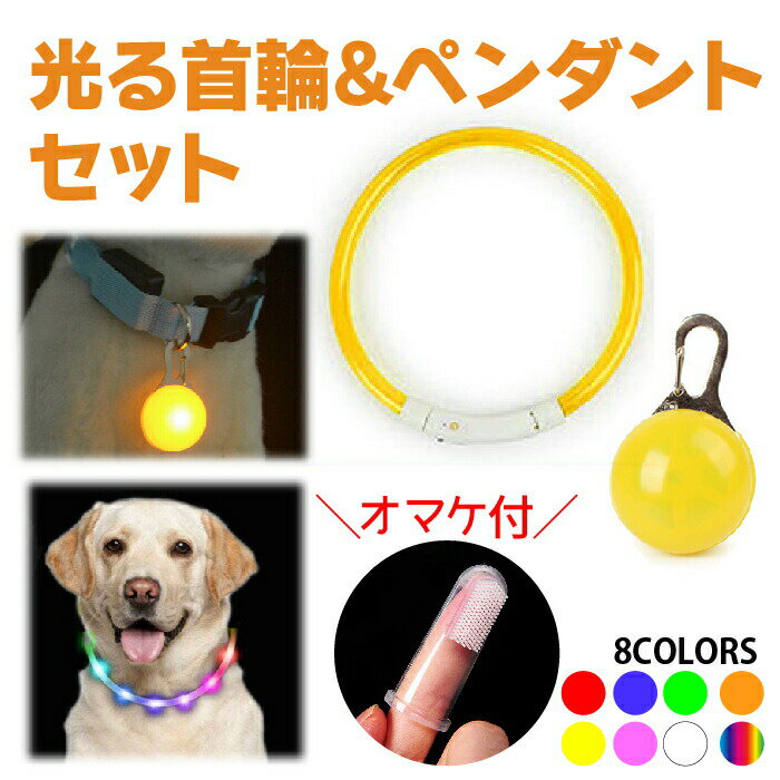 光る首輪 犬用 LED ペンダントセット 調整可能 防水 充電式 オマケ付 夜間 散歩 安全 目立つ 事故防止 小型犬 中型犬 大型犬