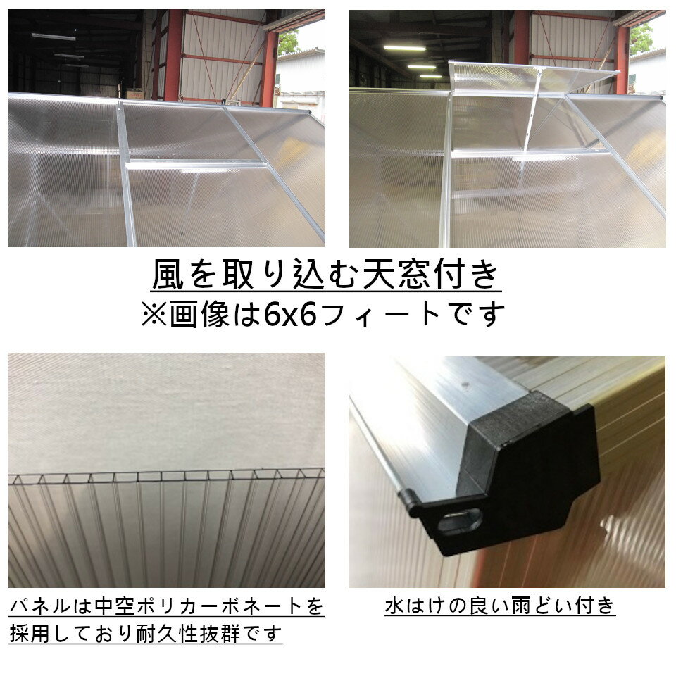 ポリカ 丈夫 耐久 強い おしゃれ 保湿 趣味 庭 Diy 温室 未組立 Gress 栽培 ガーデニング 観葉植物 ビニールハウス 育苗 アルミ 中空ポリカーボネート 6x6フィート サボテン 送料無料カード決済可能 花 グリーンハウス